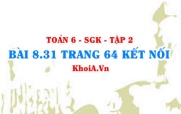 Bài 8.31 trang 64 Toán 6 Tập 2 Kết nối tri thức